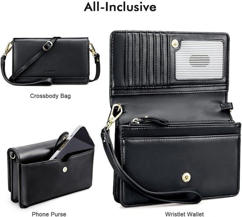 Nuoku Crossbody Bag for Women Cellphone Little Purse with Credit Card Slots Lightweight Leather Wristlet Wallet | Cellphone, Little Purse, Lightweight - Image 5